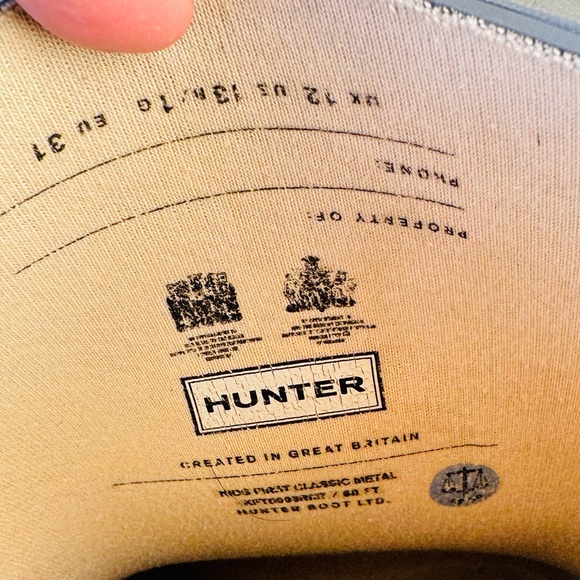 Hunter Original Kids Classic Silver Unisex Rain Boot Toddler US 13 - Picture 5 of 5